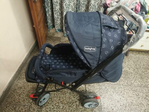 Babyhug Compact Stroller – Navy Blue | Lightweight, Gently Used