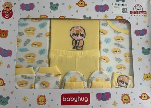 Babyhug 8-Piece Newborn Gift Set – Soft Cotton Essentials for Everyday Comfort