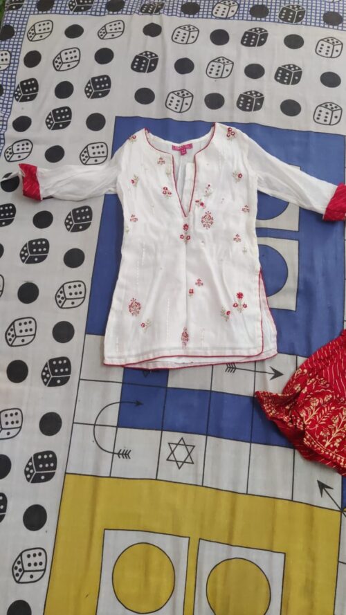 Elegant Sharara Suit Set for Girls – White & Pink | Age 2–3 Years | Worn Once