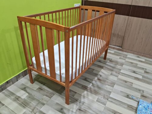 Babyhug Wooden Cot with 3-Level Adjustment + Babyhug Mattress | Gently Used