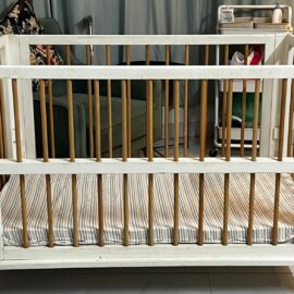 Cradle and Maa Premium Wooden Cot/Crib – White | Adjustable Height + Mattress Included | Gently Used
