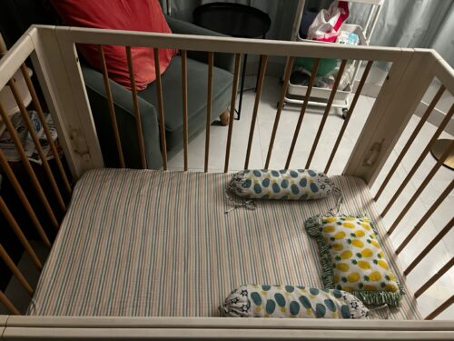 Cradle and Maa Premium Wooden Cot/Crib – White | Adjustable Height + Mattress Included | Gently Used