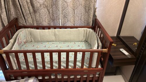 Convertible Wooden Baby Crib with Mattress & Bedding | Gently Used | 0–7 Years
