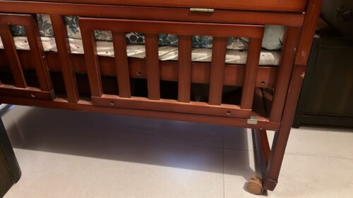 Convertible Wooden Baby Crib with Mattress & Bedding | Gently Used | 0–7 Years
