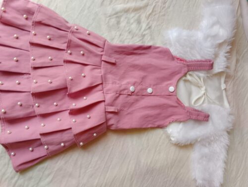 Pink Layered Frock with Faux Fur Jacket