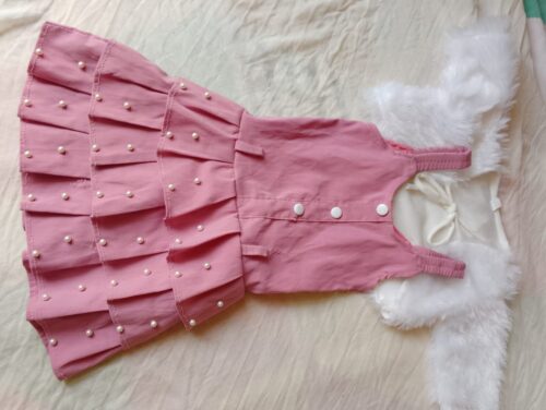 Pink Layered Frock with Faux Fur Jacket