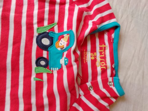 Frugi Red & White Striped Cotton Romper