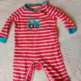 Frugi Red & White Striped Cotton Romper