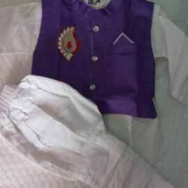 Traditional Kurta Pyjama Set for Baby Boy – Violet & White