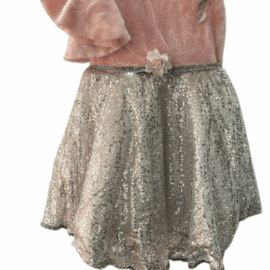 Mumkins Peach & Silver Sequins Designer Party Dress – Sparingly Used | Elegant & Eye-Catching