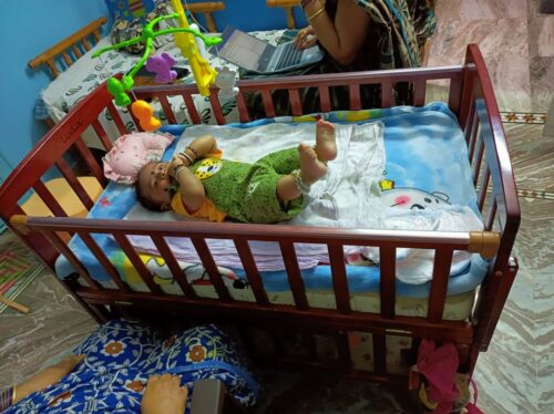 Luvlap baby cot cum crib wooden finish