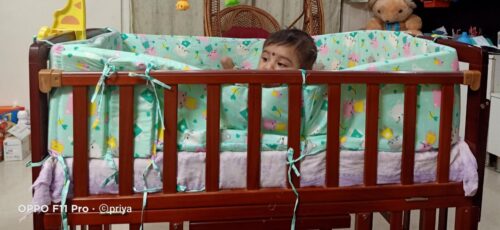 Luvlap baby cot cum crib wooden finish