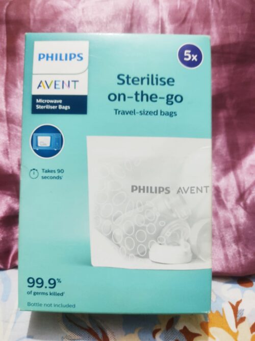 Philips Avent Microwave Sterilizing Bags – Pack of 5 | Fast, Portable & Chemical-Free Sterilization
