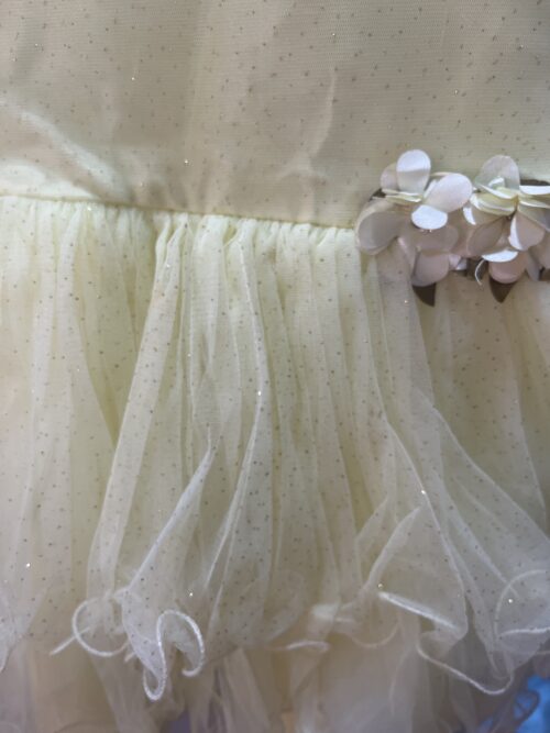 Yellow Frill Glitter Frock with Flower Appliqué – Soft Net | Worn Once