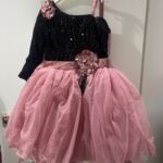 Mumkins Designer Sequins Party Frock – Black & Onion Pink | Excellent Condition